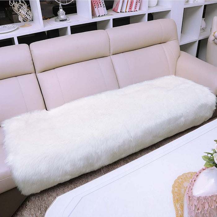 Andecor Soft Fluffy Faux Fur Bedroom Rugs 3 x 5 Feet Indoor Wool Sheepskin Area Rug for Girls Baby Living Room Chair Sofa Home Decor Floor Carpet, White