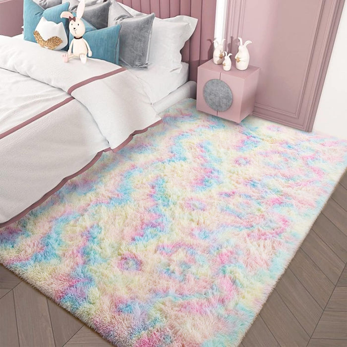 AROGAN Soft Rainbow Area Rugs for Girls Room 2x4 Feet, Fluffy Girls Bedroom Rugs, Princess Rug, Cute Colorful Carpet for Kids Teens Nursery Toddler (Hot Pink)