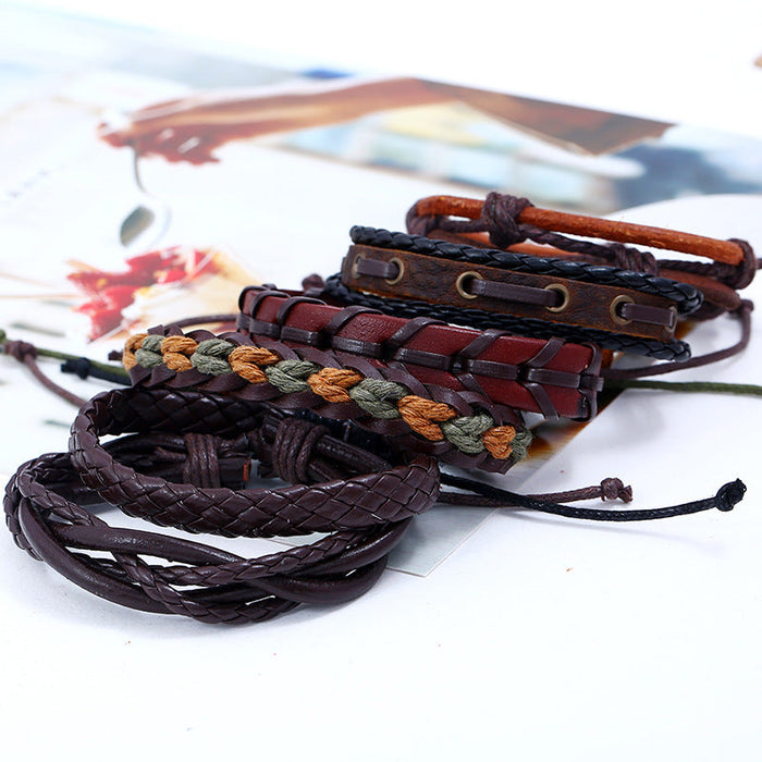 Vintage Woven Composite Multi-layer Bracelet (One Set)