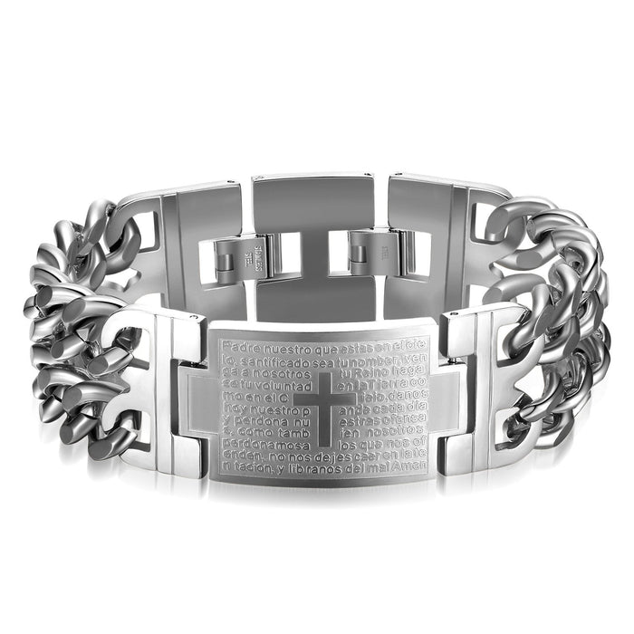 Bible Cross Titanium Steel Men's Bracelet