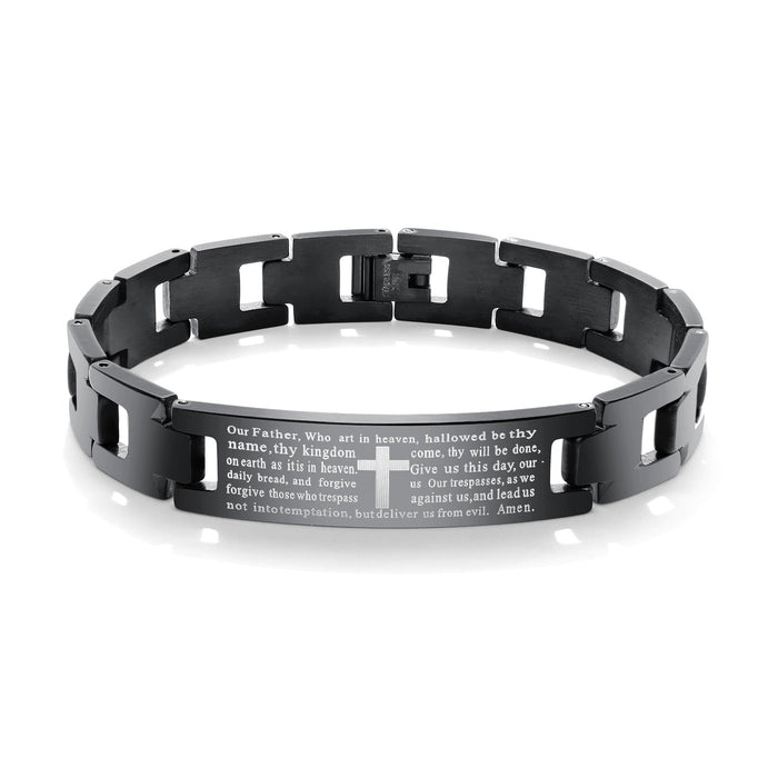 Bible Lord's Prayer bracelet Titanium steel cross men's bracelet