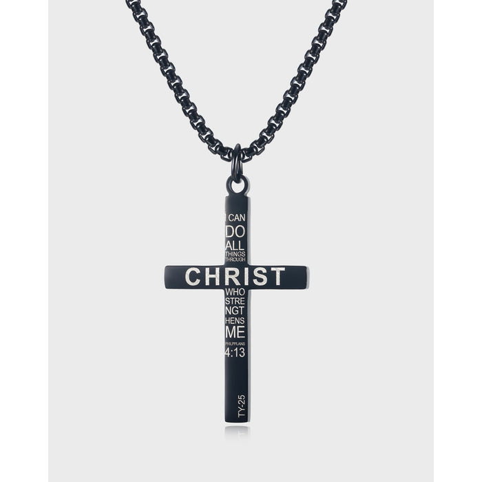 Vintage English Letter Cross Stainless Steel Titanium Steel Necklace