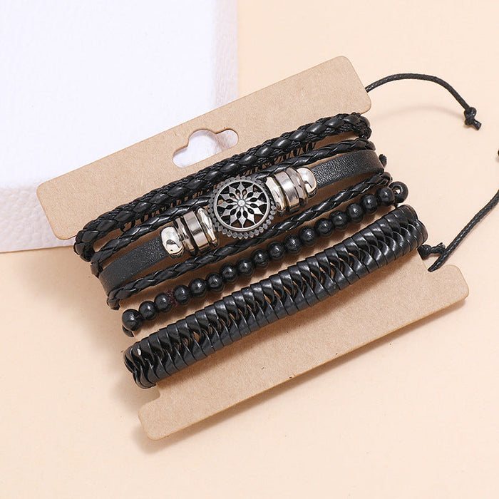 Simple Vintage Woven Personalized Leather Bracelet (One Set)