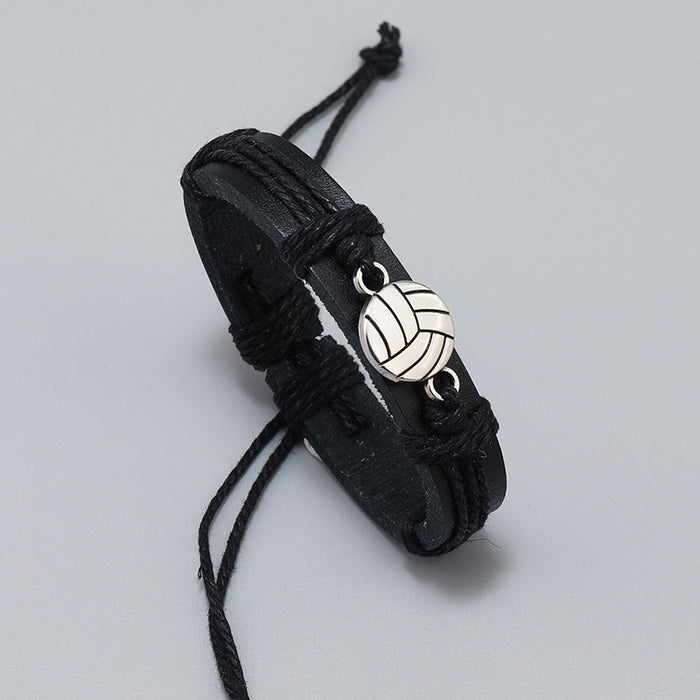 Simple Hand-woven Men's Leather Bracelet Volleyball Bracelet