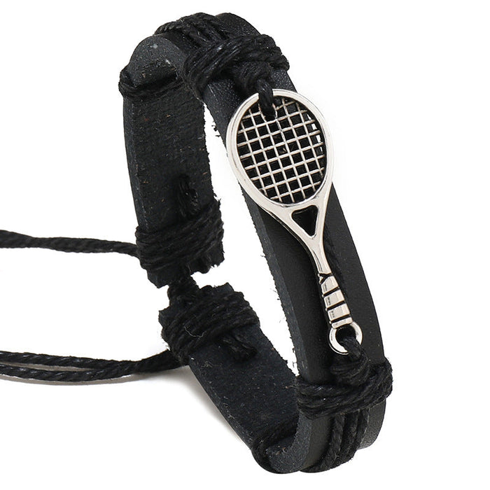 Simple Hand Woven Tennis Racket Leather Bracelet