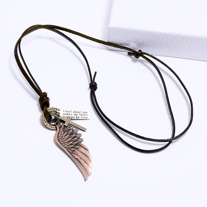Personality Angel Wing Necklace Adjustable Simple Men's Choker