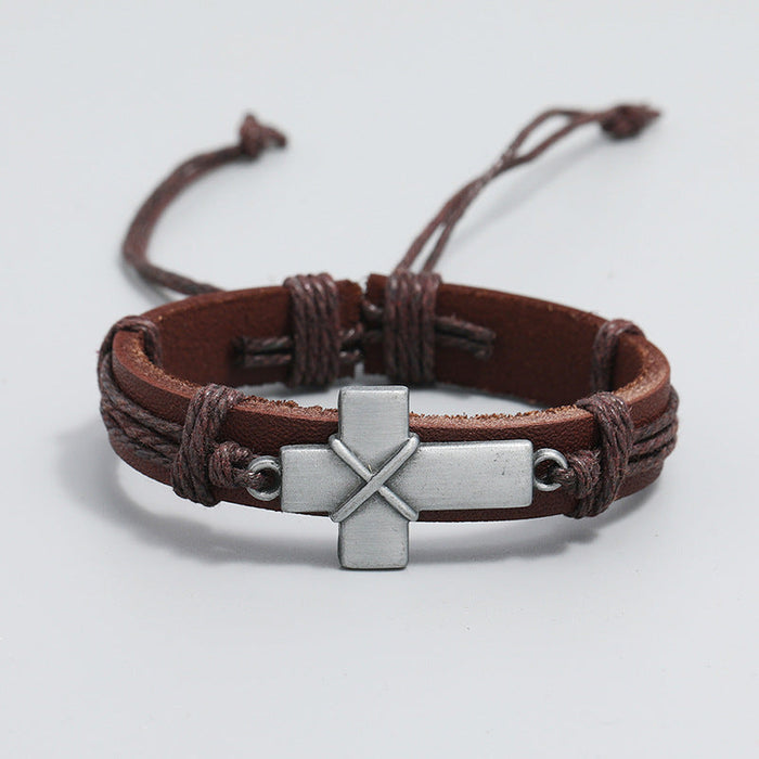 Personalized Vintage Woven Bracelet Simple Pull Adjustable Cross Bracelet
