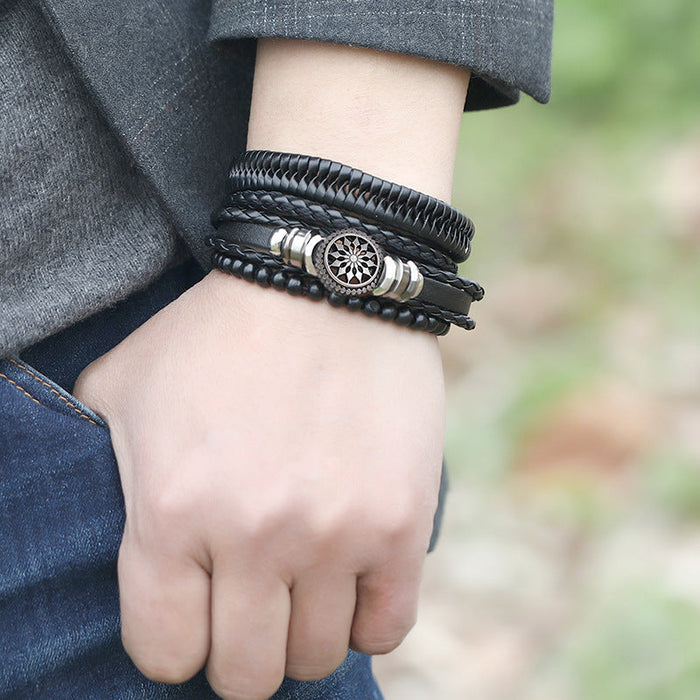 Simple Vintage Woven Personalized Leather Bracelet (One Set)