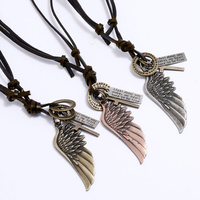 Personality Angel Wing Necklace Adjustable Simple Men's Choker