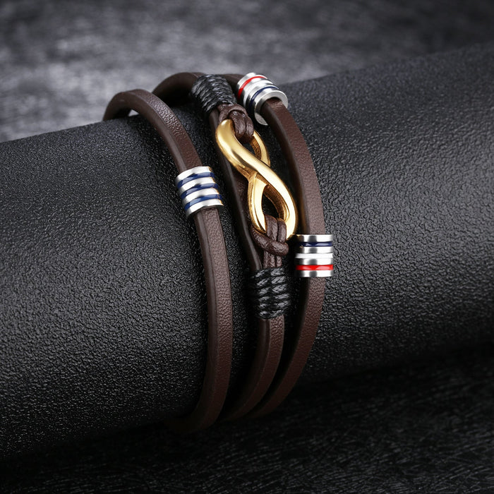Vintage Titanium Steel Multi-layer Leather Bracelet For Men