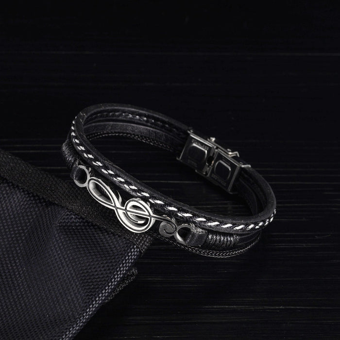 Rock and Roll Hip Hop Band Retro Woven Leather Bracelet