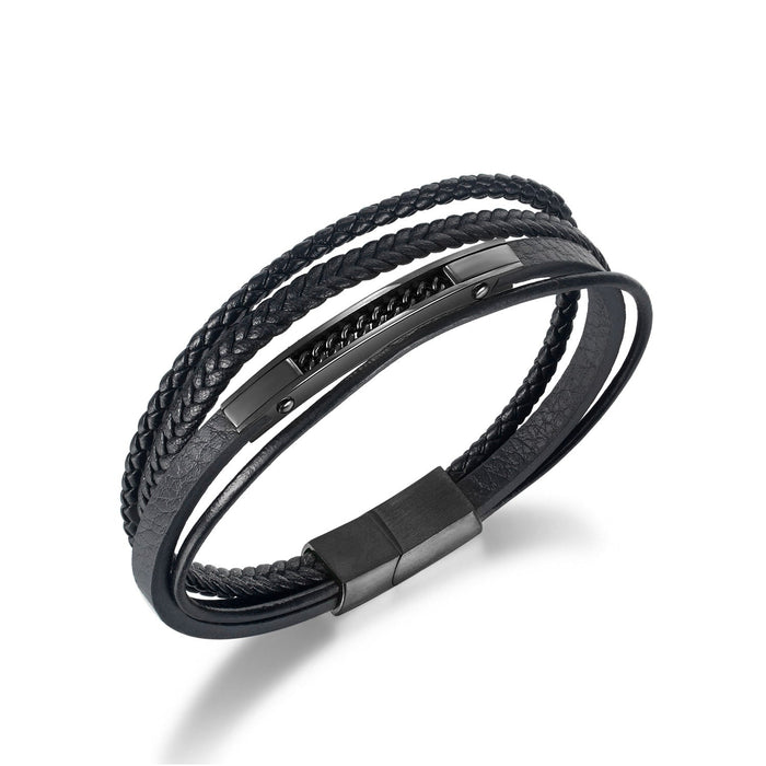 Simple Titanium Steel Multi-layer Braided Leather Bracelet