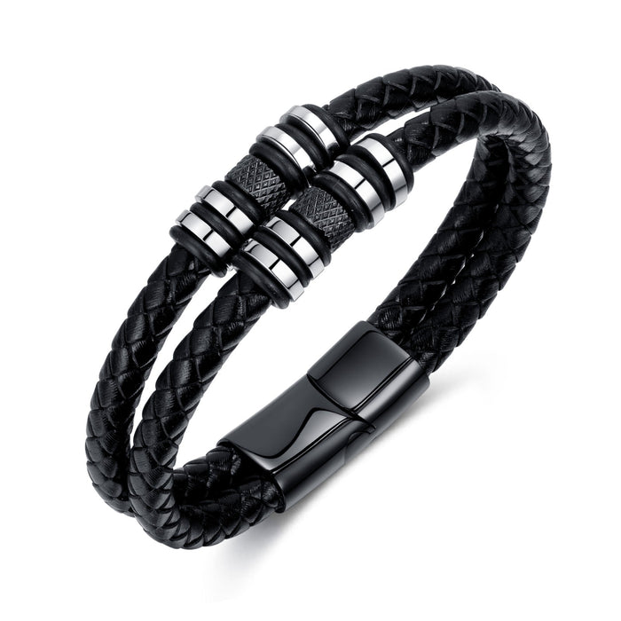 Fashion Multilayer Hand-woven Leather Bracelet Personality Retro Trend Magnetic Buckle Leather Bracelet