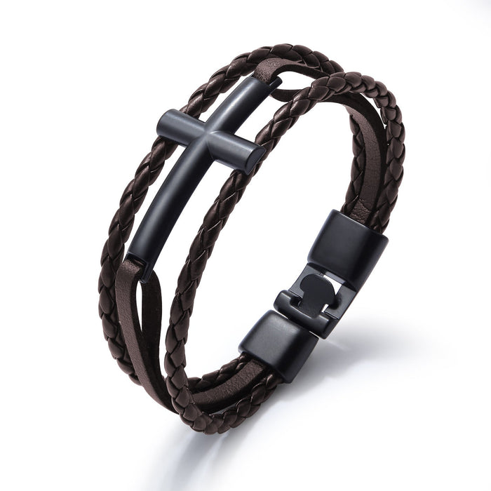 High Quality Leather - Cross Bracelet