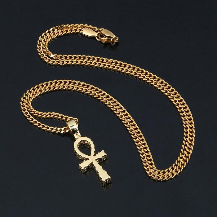 Crucifix Pendant Necklace- Hip Hop Iced Out Ankh Cross
