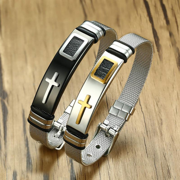 Mens Watch Band Design Cross Bracelet